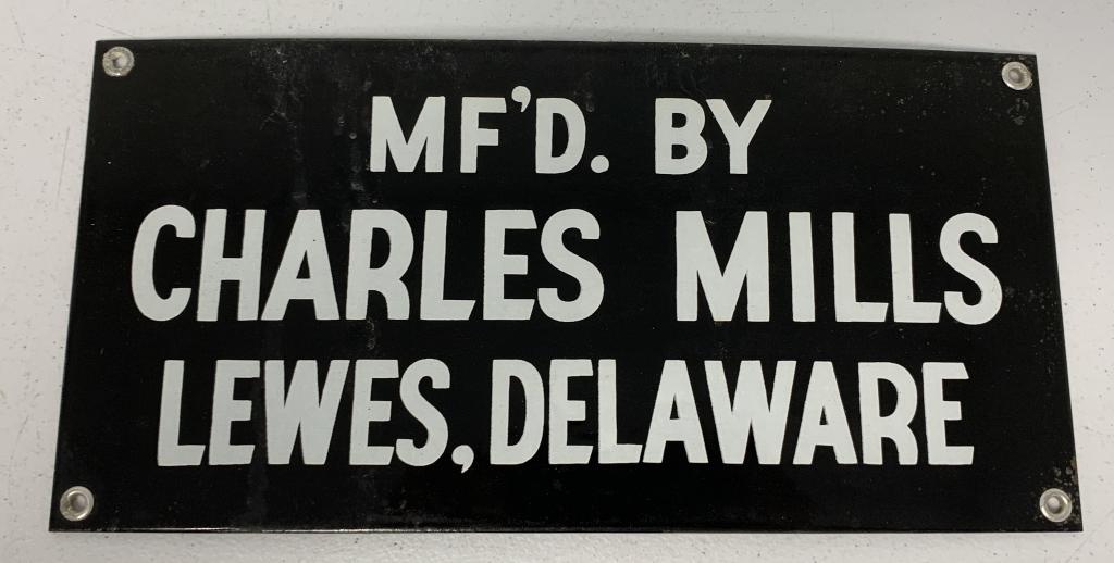 Porcelain Charles Mills Lewes Delaware Sign (1 of 2)