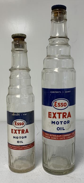lot of 2 Esso Motor Oil Glass Bottles (1 of 3)