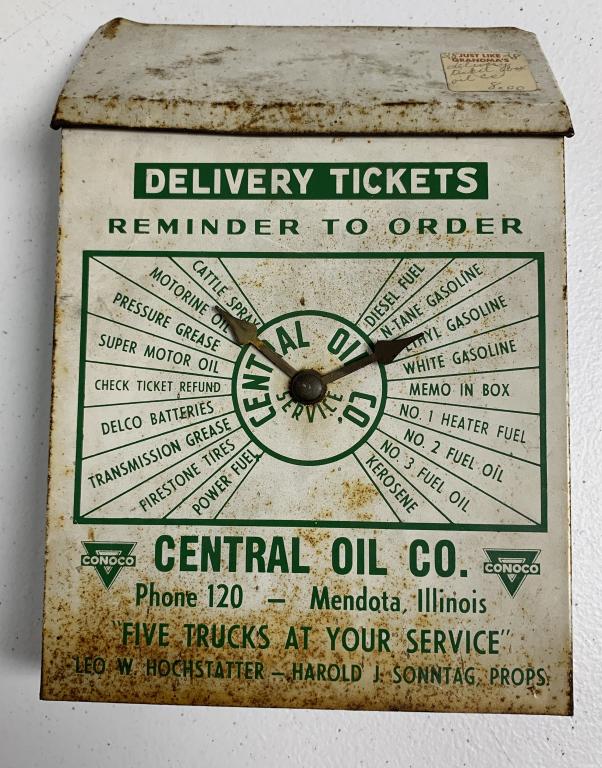 Conoco Central Oil Co. Metal Delivery Ticket Box (1 of 4)