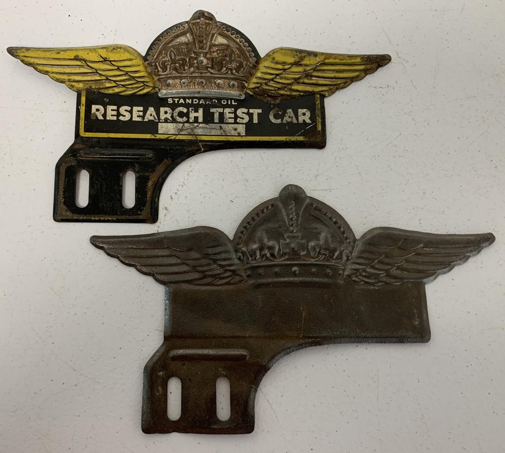 lot of 2 Standard Oil License Plate Attachments (1 of 4)