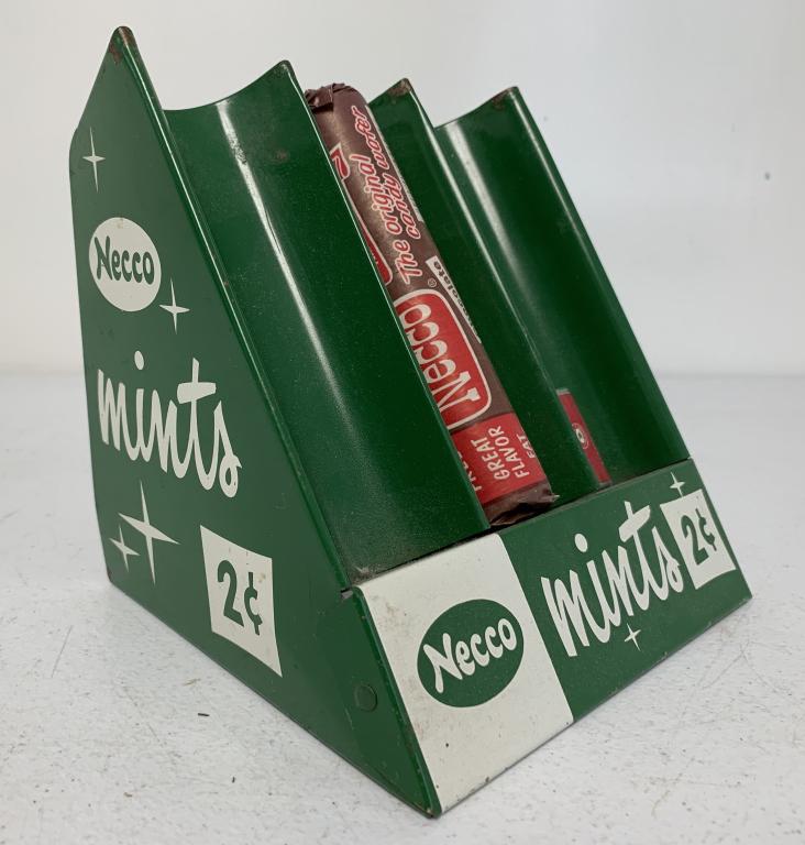 Necco Mints Display Stand w/ Candy: paint lightly chipped near the top edges