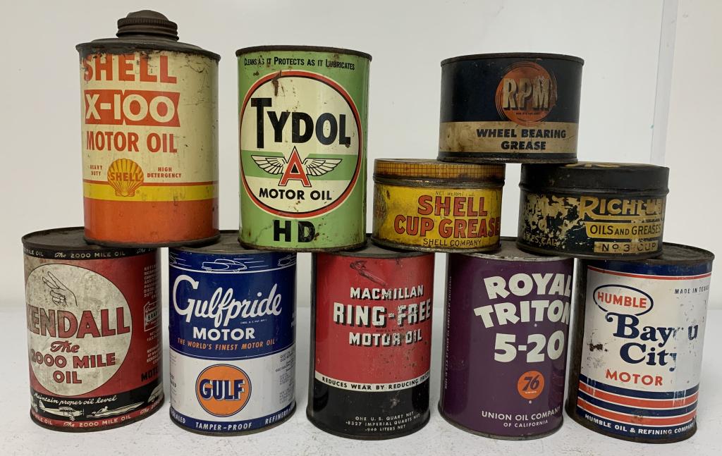 lot of 10 Oil Cans RPM, Shell, Richlube, others (1 of 6)