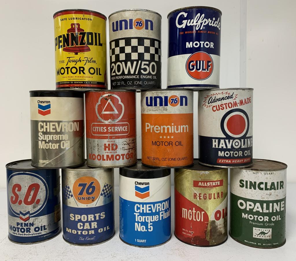 lot of 12 Oil Cans 76, Gulf, Cities, Penn, others (1 of 6)