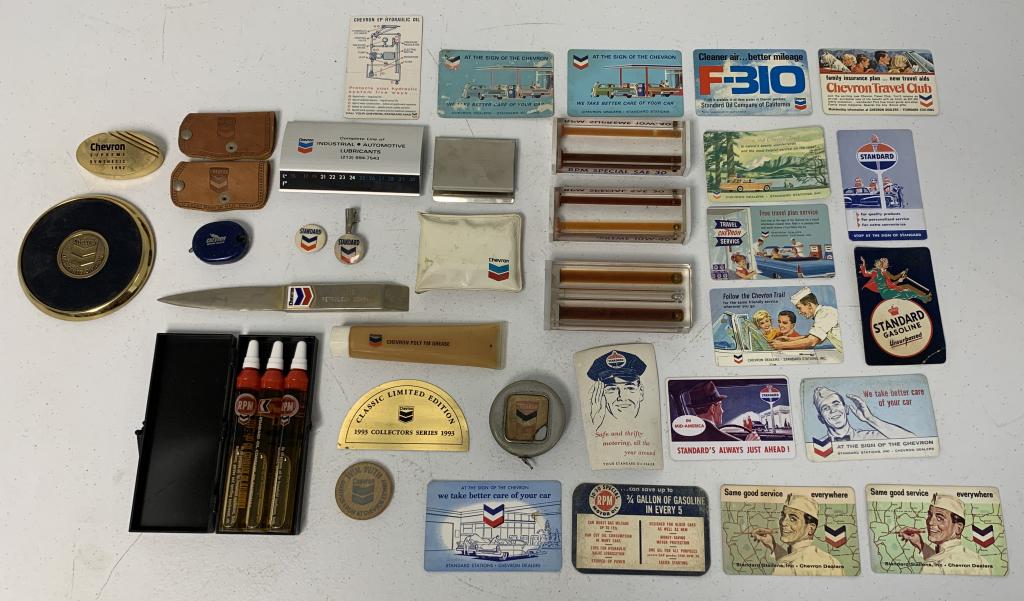 15+ Chevron Items Calendars, Pins, Keychains: tape measures, letter openers, paperweights, others, all have wear