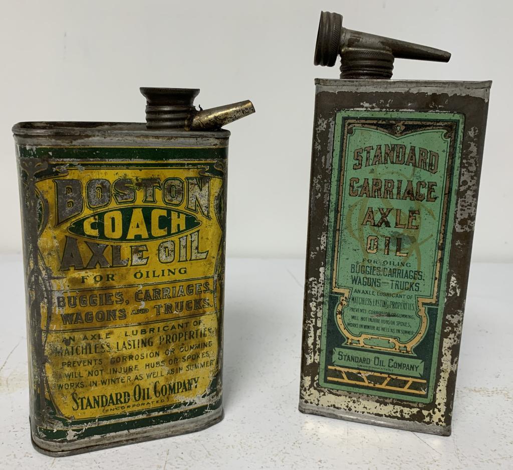 lot of 2 Standard & Boston Axle Oil Cans (1 of 2)