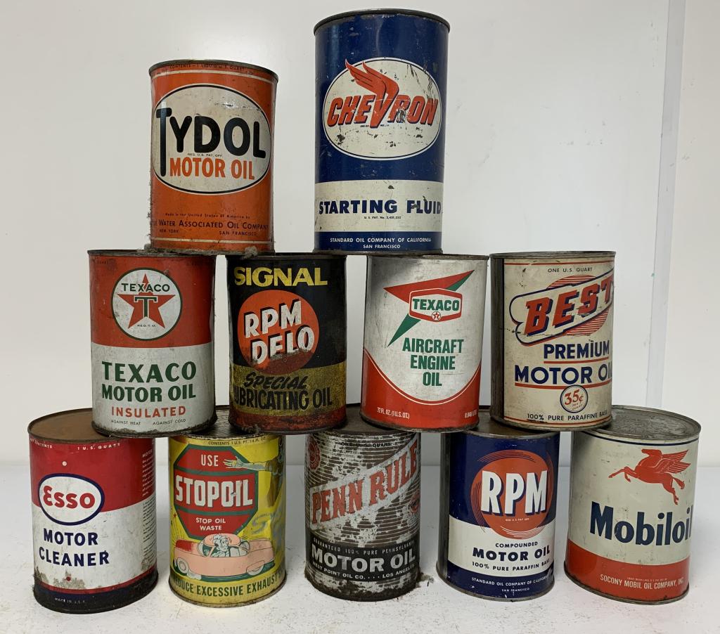 lot of 11 Esso, Texaco, Tydol, Oil Cans others (1 of 5)