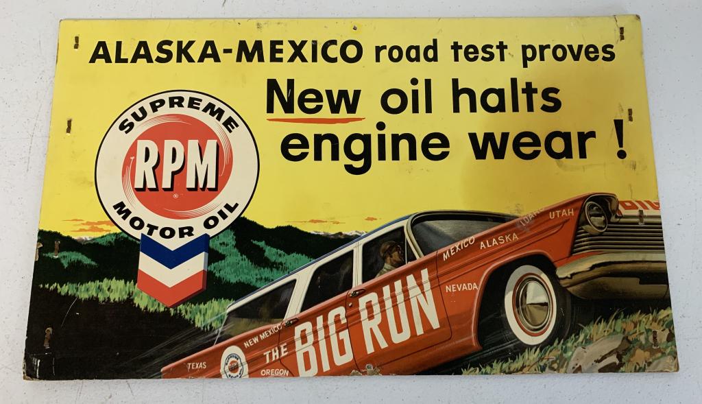 Dual Sided RPM Motor Oil Cardboard Sign (1 of 4)