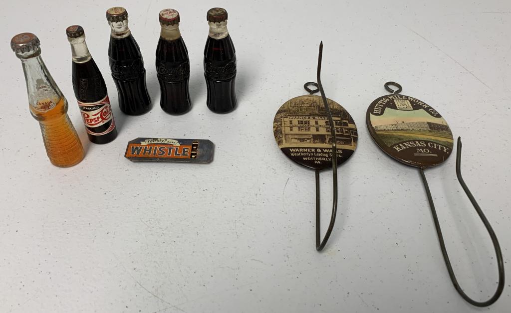 (8) Pepsi, Coke, Canada Dry Bottles, Whistle ads (1 of 4)