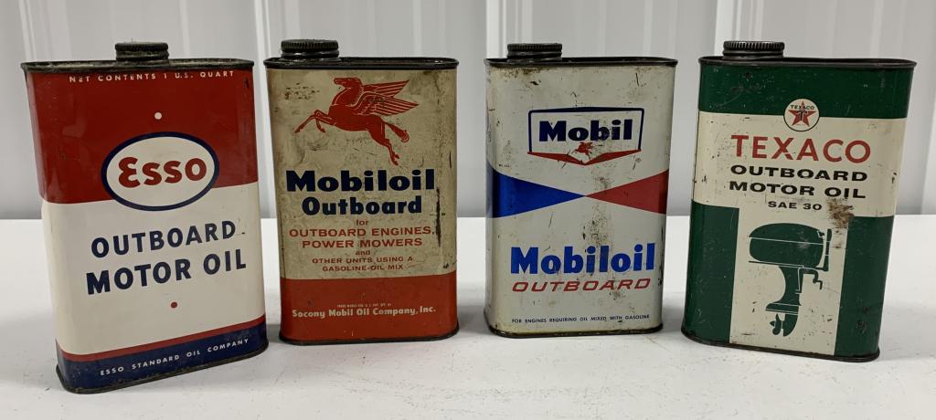 lot of 4 Esso, Texaco, Mobil Oil Cans (1 of 4)