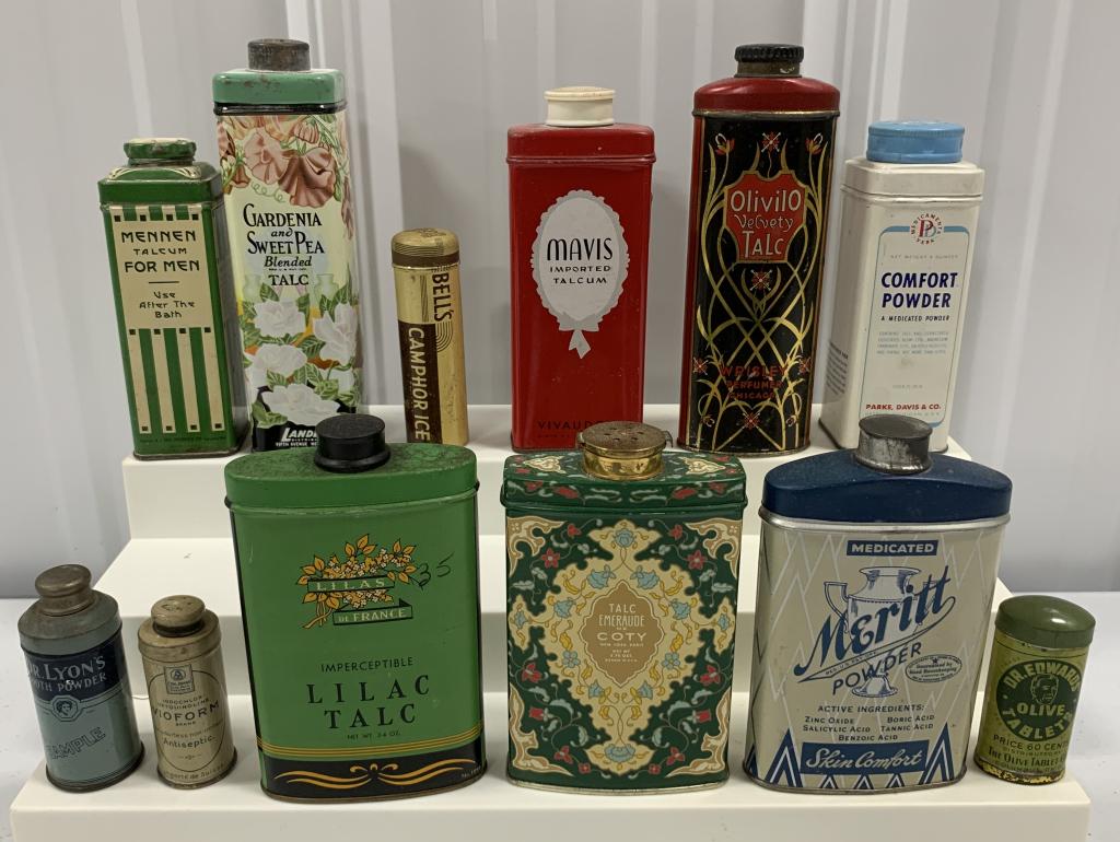 (12) Advertising Talc Powder Tins (1 of 6)