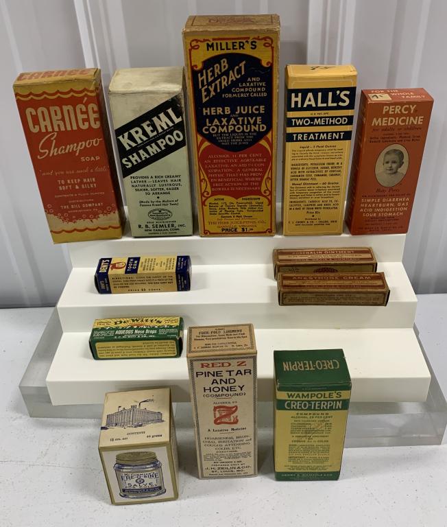 (12) Advertising Bottles with Boxes,Hall's (1 of 7)