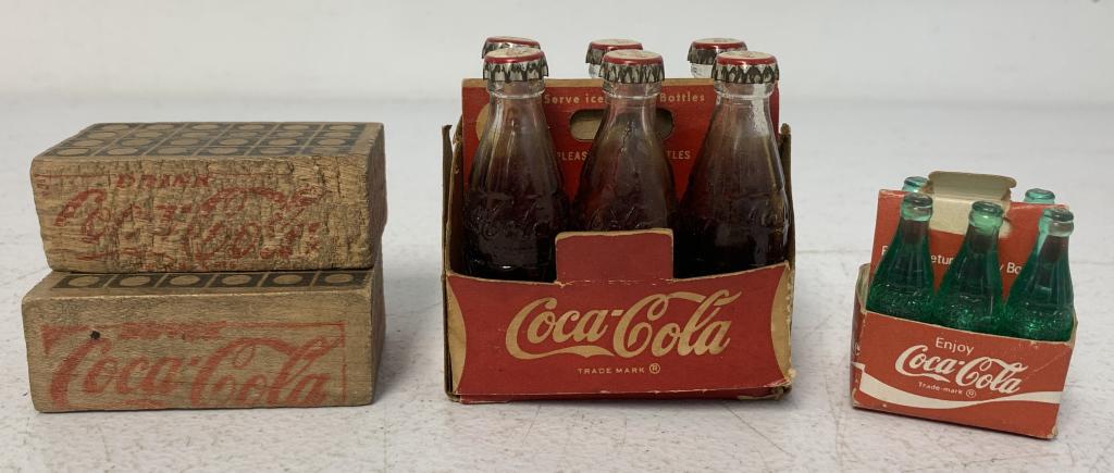 lot of 4 Coca Cola Wooden Crates, small Bottles (1 of 5)