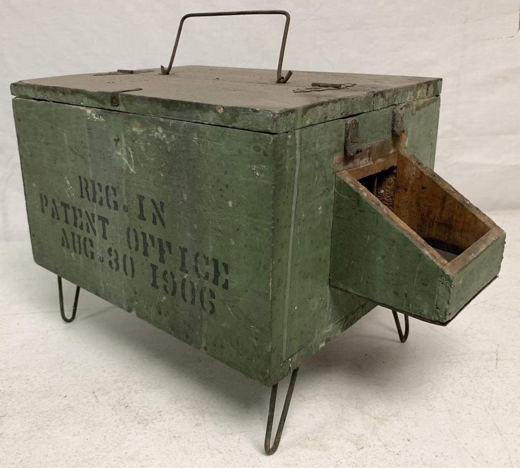 Huntingdon Chick Vaporizer: paint worn, label inside lid, stencil reads pat. Aug 30 1906