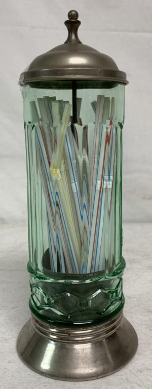 Vintage Green Depression Glass Straw Holder (1 of 2)