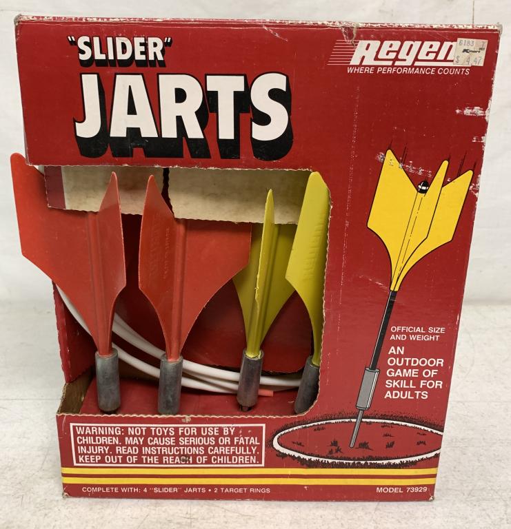 Slider Jarts set with Box: box has a lot of wear but is probably new old stock