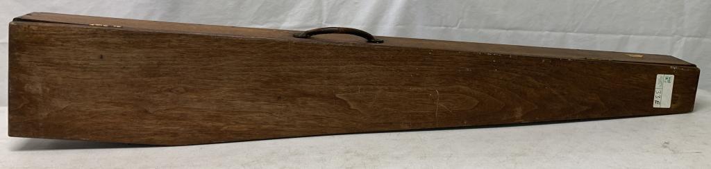 Wooden Gun Case: crack towards the stock end, dove tail corners, has wear