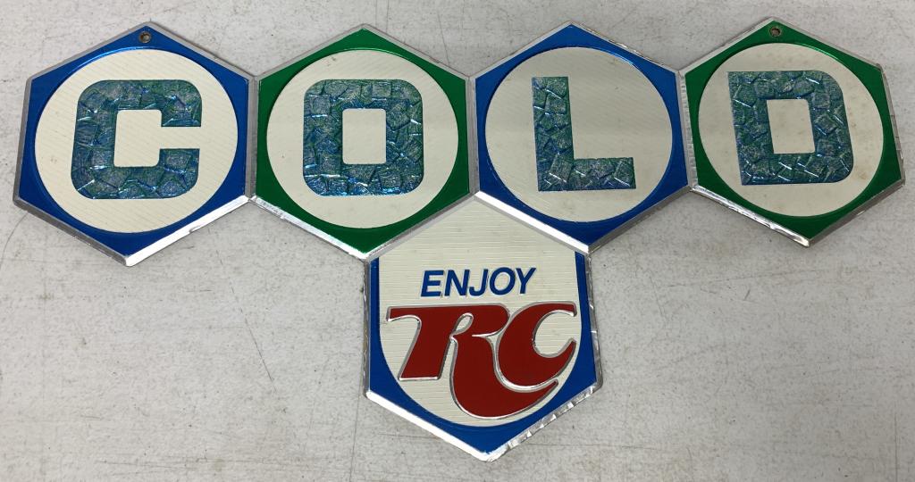 Enjoy Cold RC Embosograph Display Mfg Sign: thin, feels like heavy cardboard stock