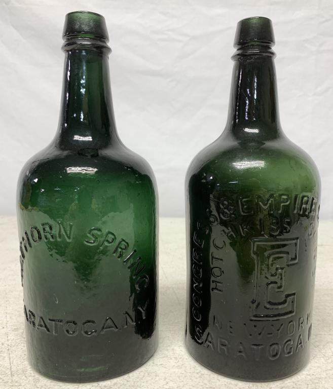 lot of 3 Green Bottles Hathorn Spring, other (1 of 6)