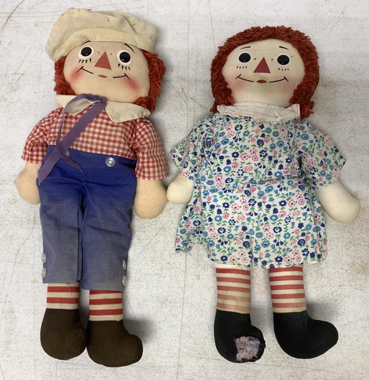 lot of 2 Cloth Raggedy Ann & Andy Dolls (1 of 4)