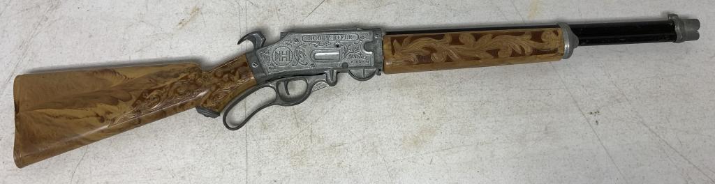 Hubley 250 Shot Scout Rifle Toy Gun: plastic and has some wear