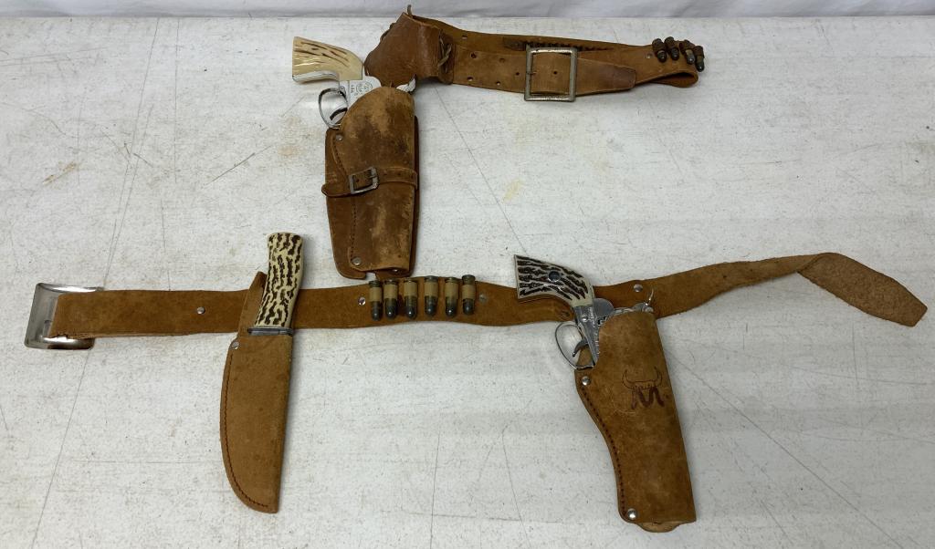 (3)Mattel Fanner Toy Guns, Knife & Holsters (1 of 7)
