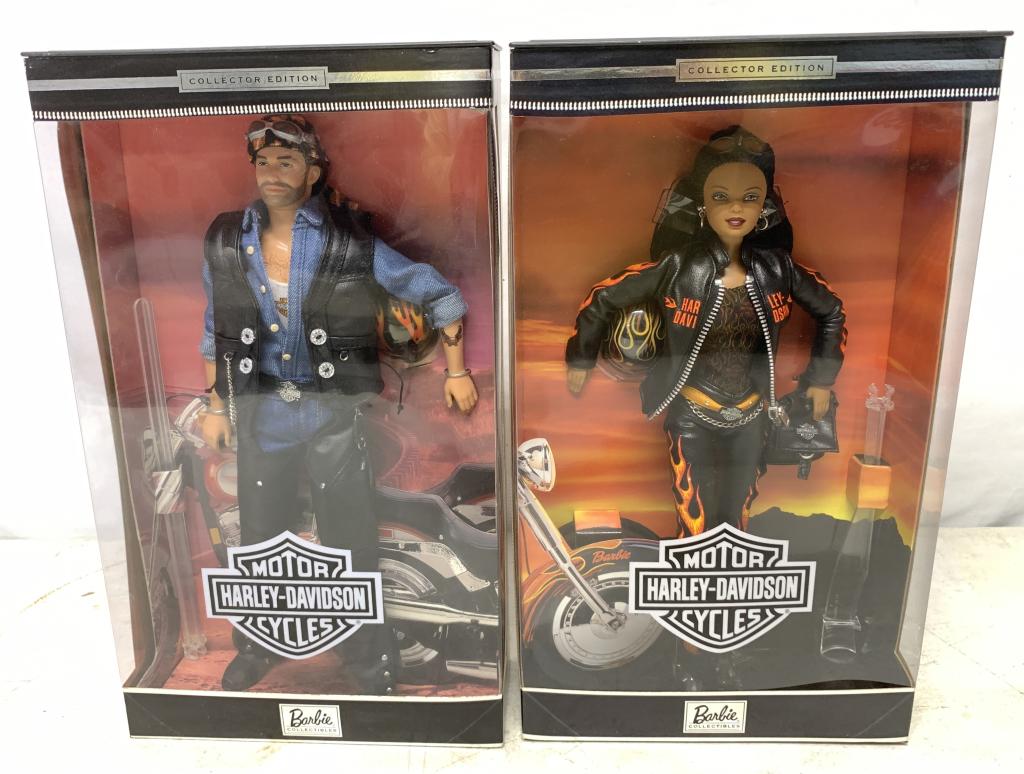 lot of 2 Ken & Barbie Harley Davidson Dolls: collectors edition