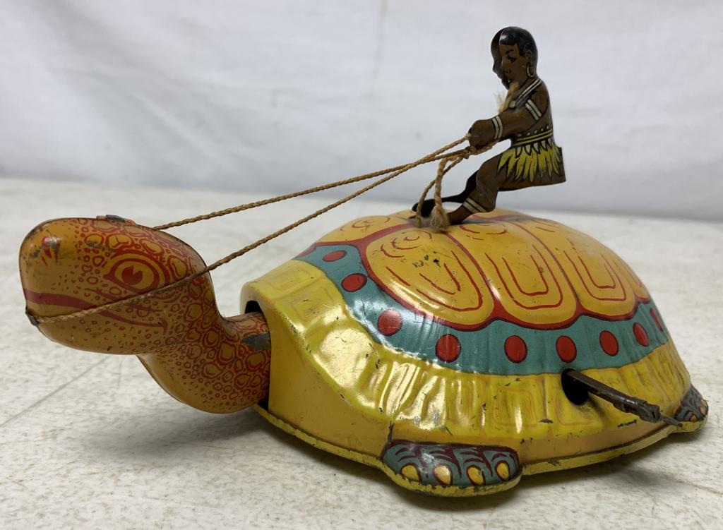 J Chein Tin Litho Wind Up Native on Turtle Toy (1 of 3)