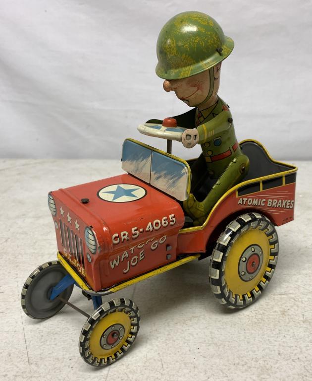 Unique Art Co Litho Wind Up G I Joe w/ Jeep (1 of 5)