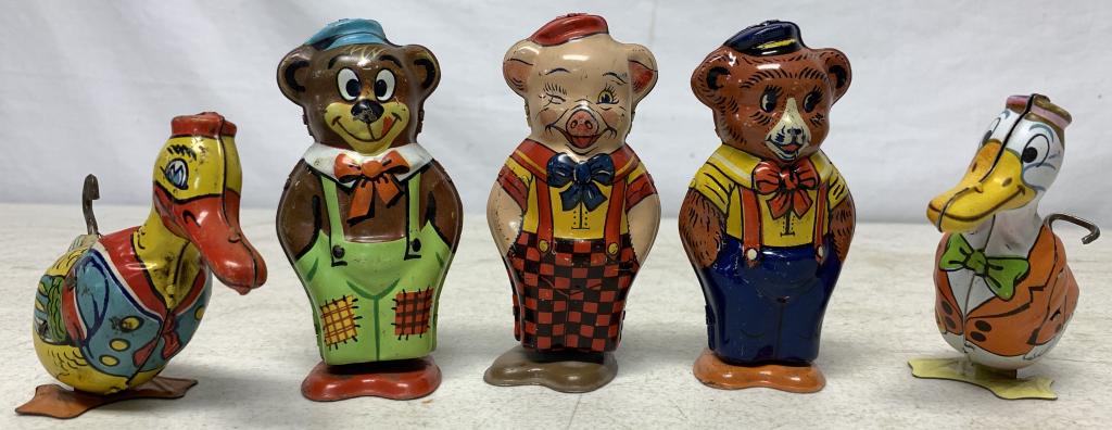 lot of 5 J Chein Tin Litho Wind Up Animal Toys (1 of 7)