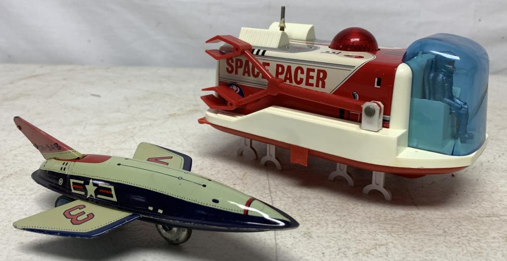 (2) Tin & Plastic Space Racer & Tin Airplane (1 of 5)