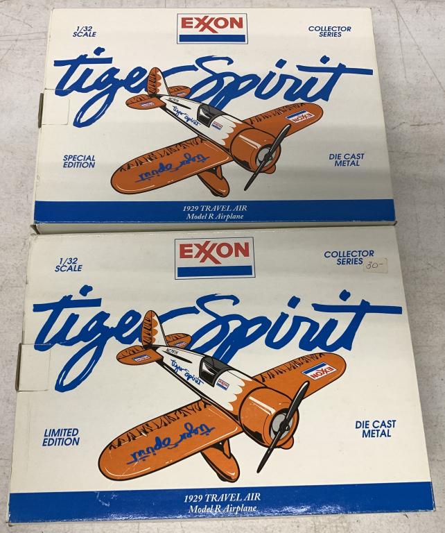 lot of 2 Exxon Tiger Spirit 1929 Model R Airplanes: 1/32 scale banks, new in box