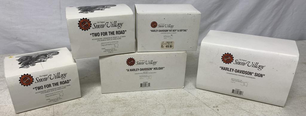 lot of 5 Harley Davidson Snow Village/Boxes (1 of 4)