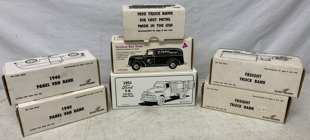 lot of 7 Ertl Panel Stake Body,Freight Truck Bank (1 of 5)