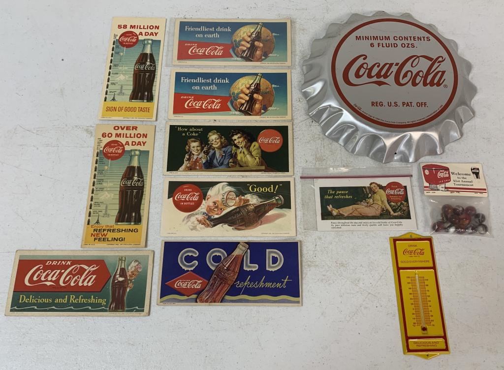 10+ Coca Cola Ink Blotters, Thermometer, others (1 of 7)