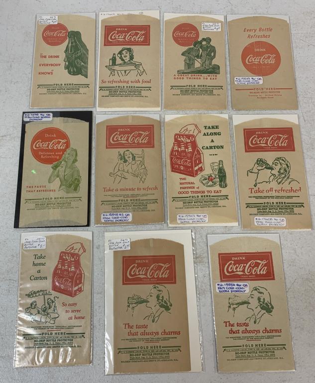 11 Coca Cola Paper Bottle Protectors: new old stock, never used