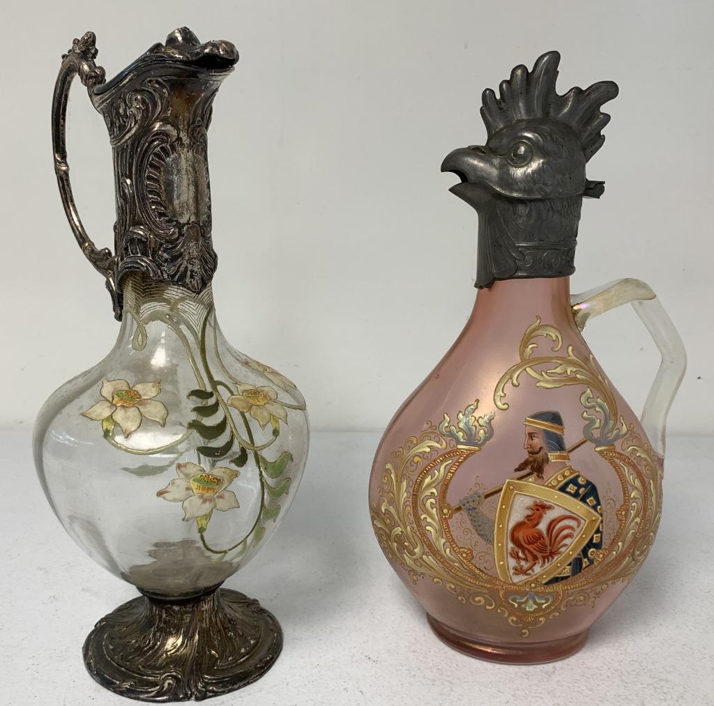 lot of 2 Moser Style Victorian Pitchers (1 of 8)