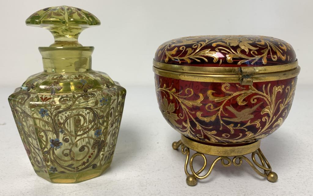lot of 2 Moser Style Victorian Decanter & Bowl (1 of 5)