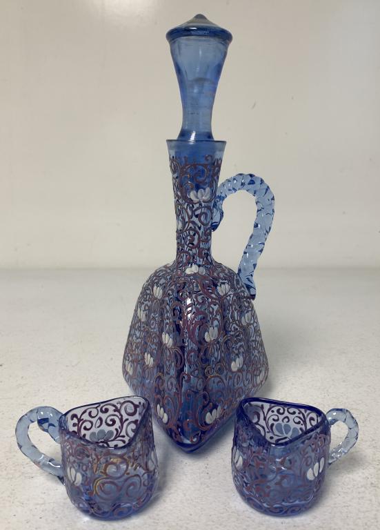 lot of 3 Moser Style Victorian Cruet & Glasses (1 of 5)