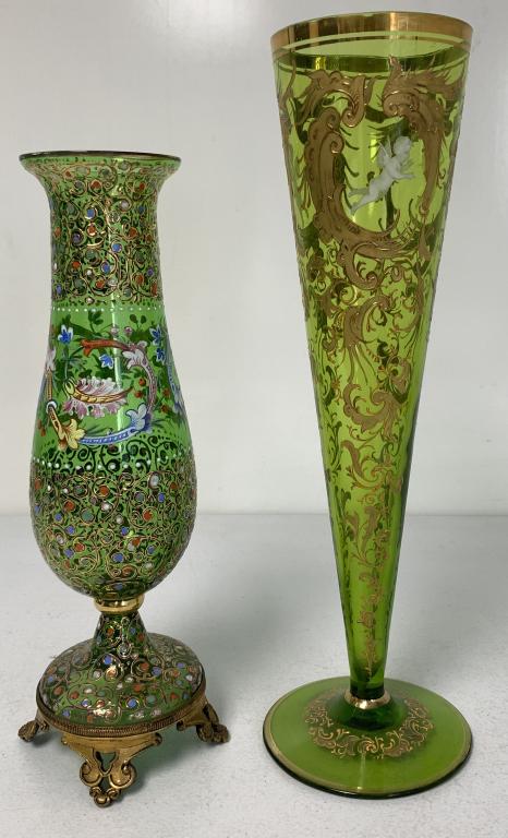 lot of 2 Moser Style Victorian Vases (1 of 3)