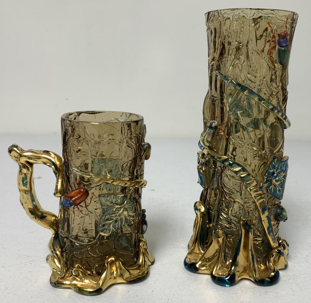 lot of 2 Moser Style Victorian Vase & Mug (1 of 8)