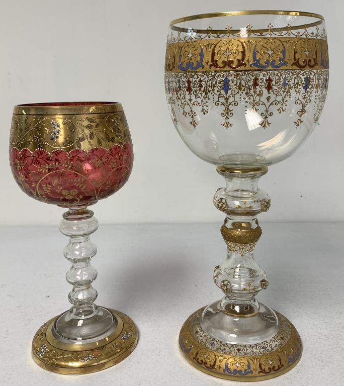 lot of 2 Moser Style Victorian Goblets (1 of 7)