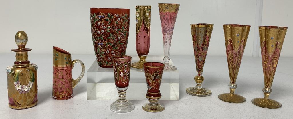 lot of 10 Moser Style Victorian Vases & others (1 of 8)