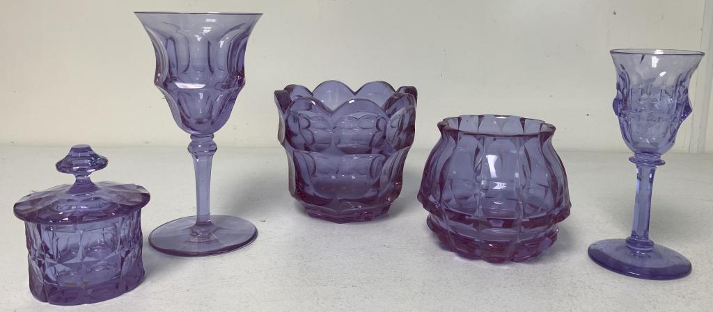 lot of 5 Moser Style Victorian Bowls, Goblets, oth (1 of 9)