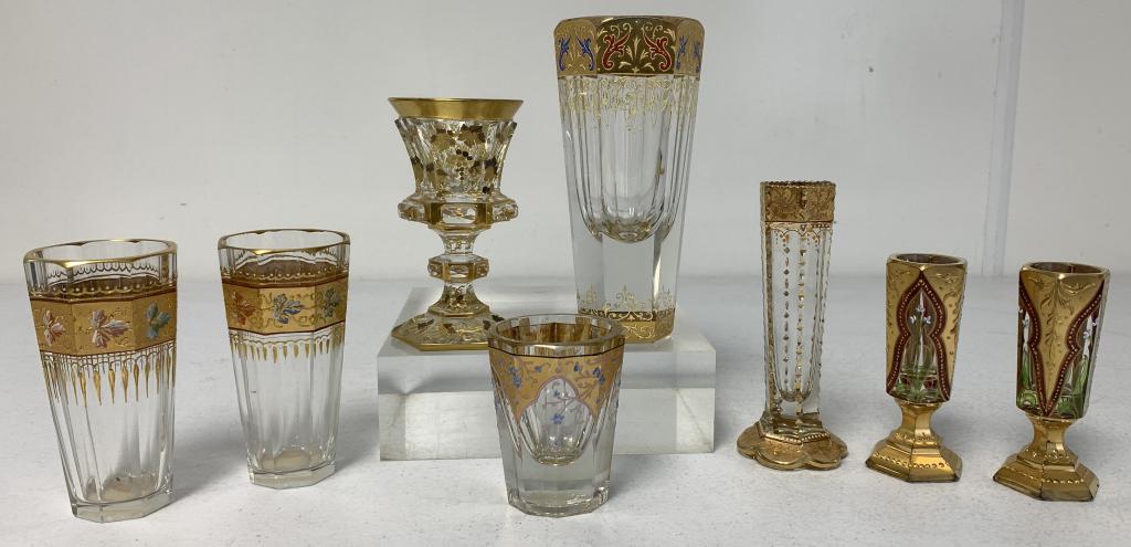 lot of 8 Moser Style Victorian Vases, Glasses (1 of 8)