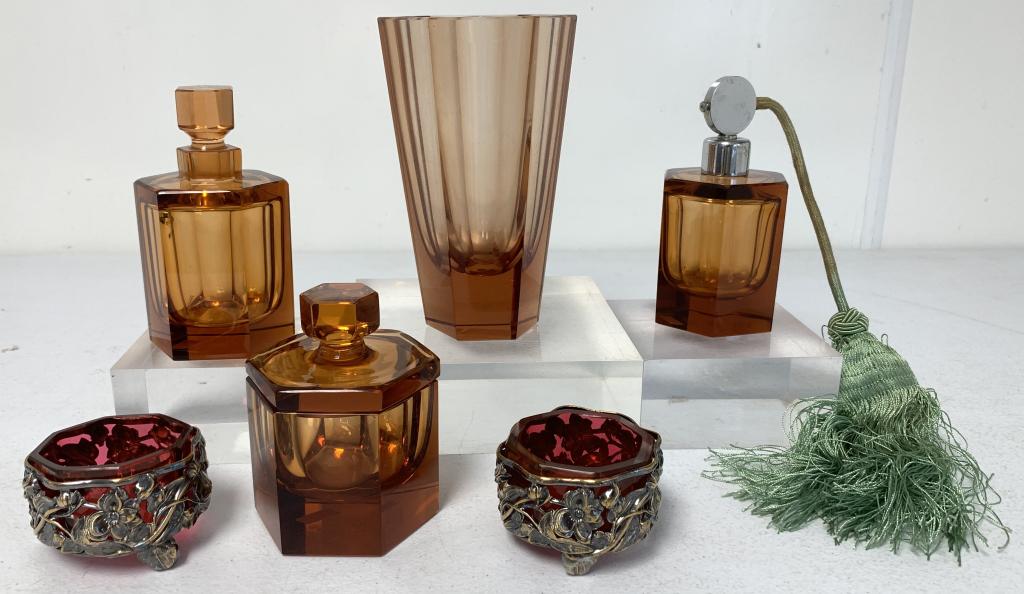 lot of 6 Moser Style Victorian Glassware Pieces (1 of 10)
