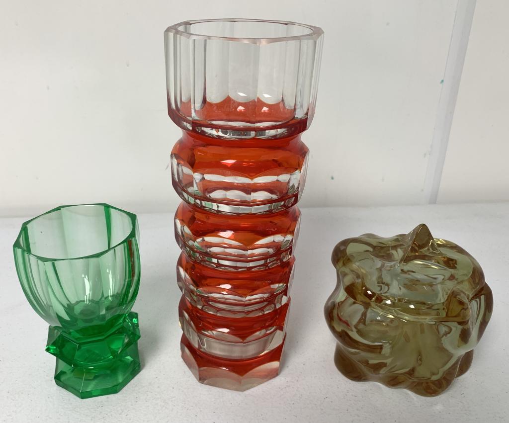 lot of 3 Moser Style Victorian Glassware Pieces (1 of 4)