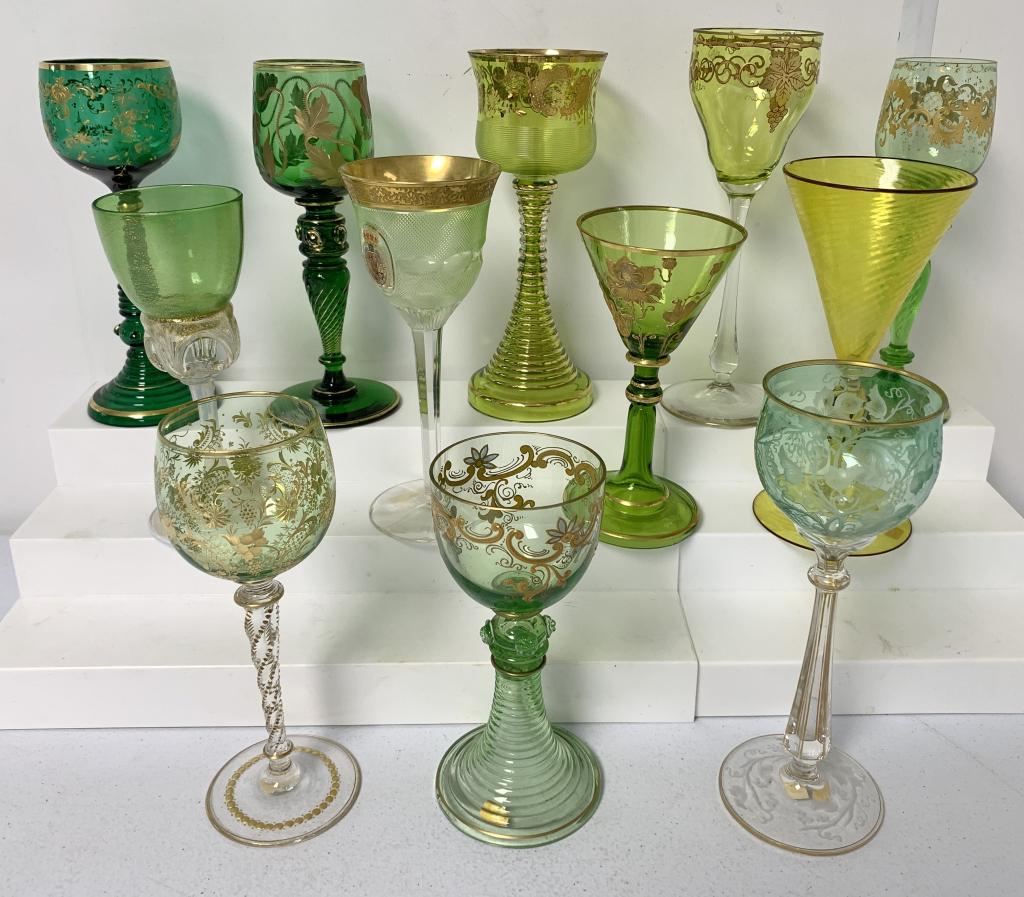 lot of 12 Moser Style Victorian Goblets (1 of 7)