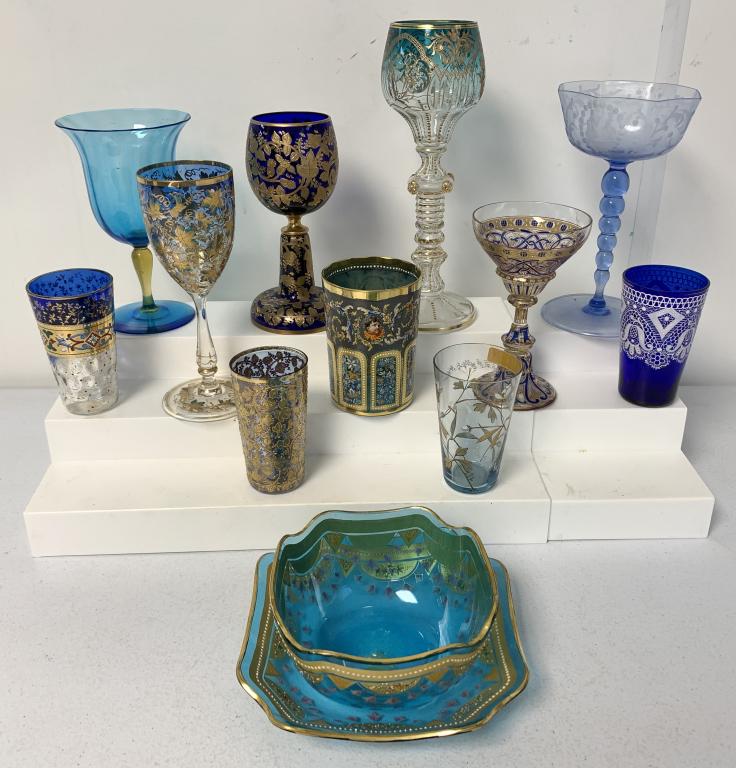 lot of 13 Moser Style Victorian Glassware Pieces (1 of 10)