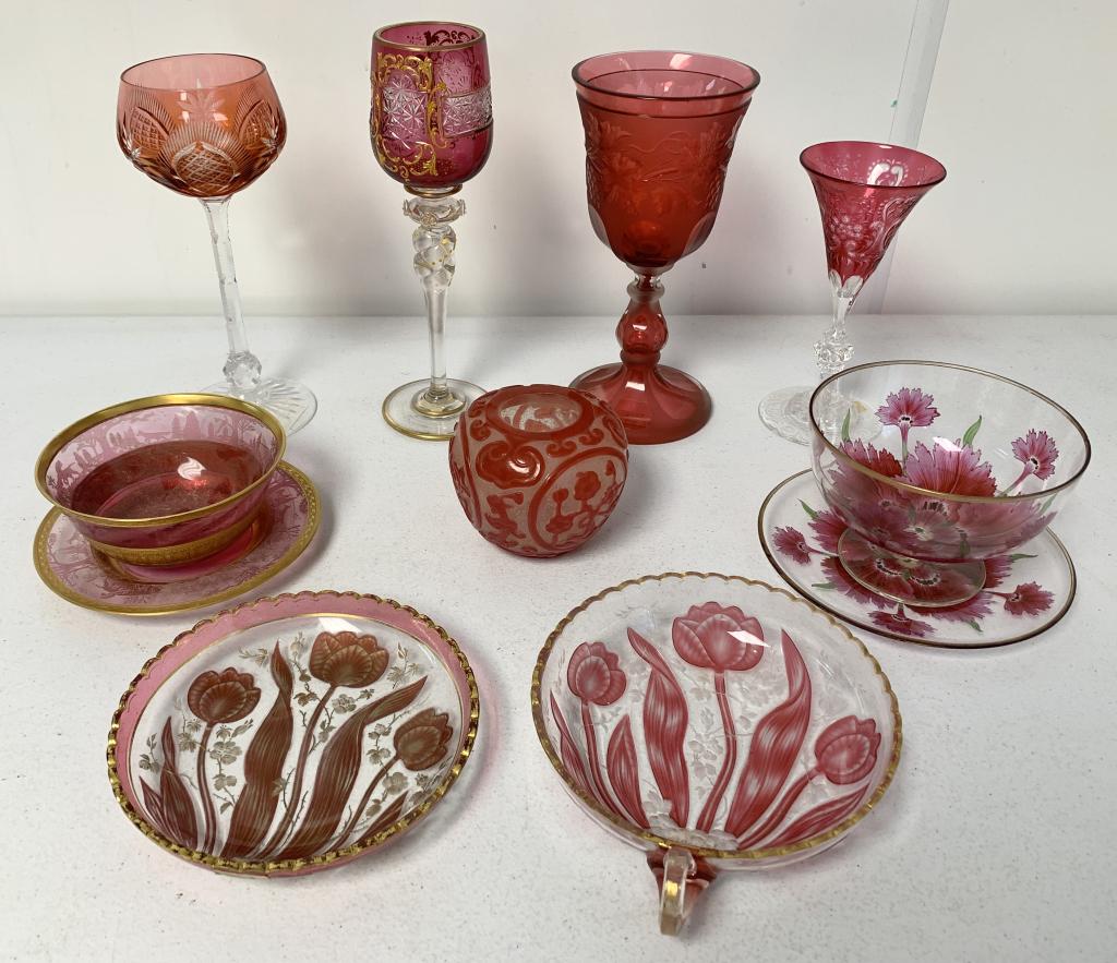 lot of 11 Moser Style Victorian Glassware Pieces (1 of 11)