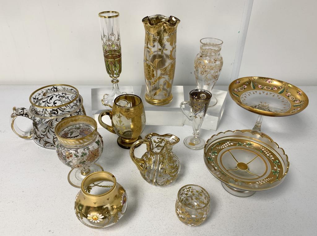 lot of 12 Moser Style Victorian Glassware Pieces (1 of 10)